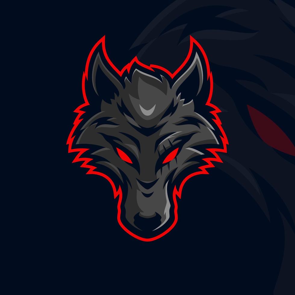 plantilla de logotipo de mascota de juego wolf esport vector