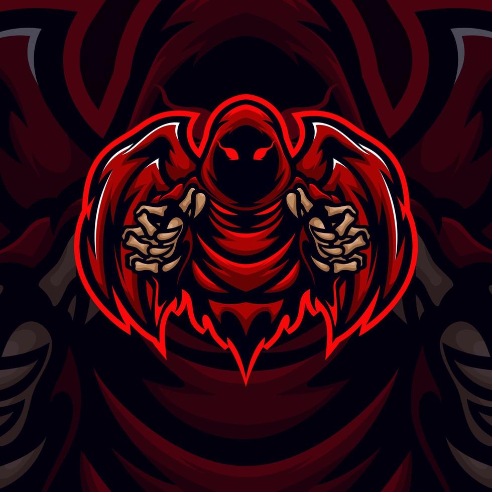 Red angel esport gaming mascot logo template vector