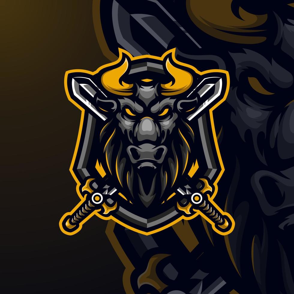 buffalo mascot logo esport premium vector