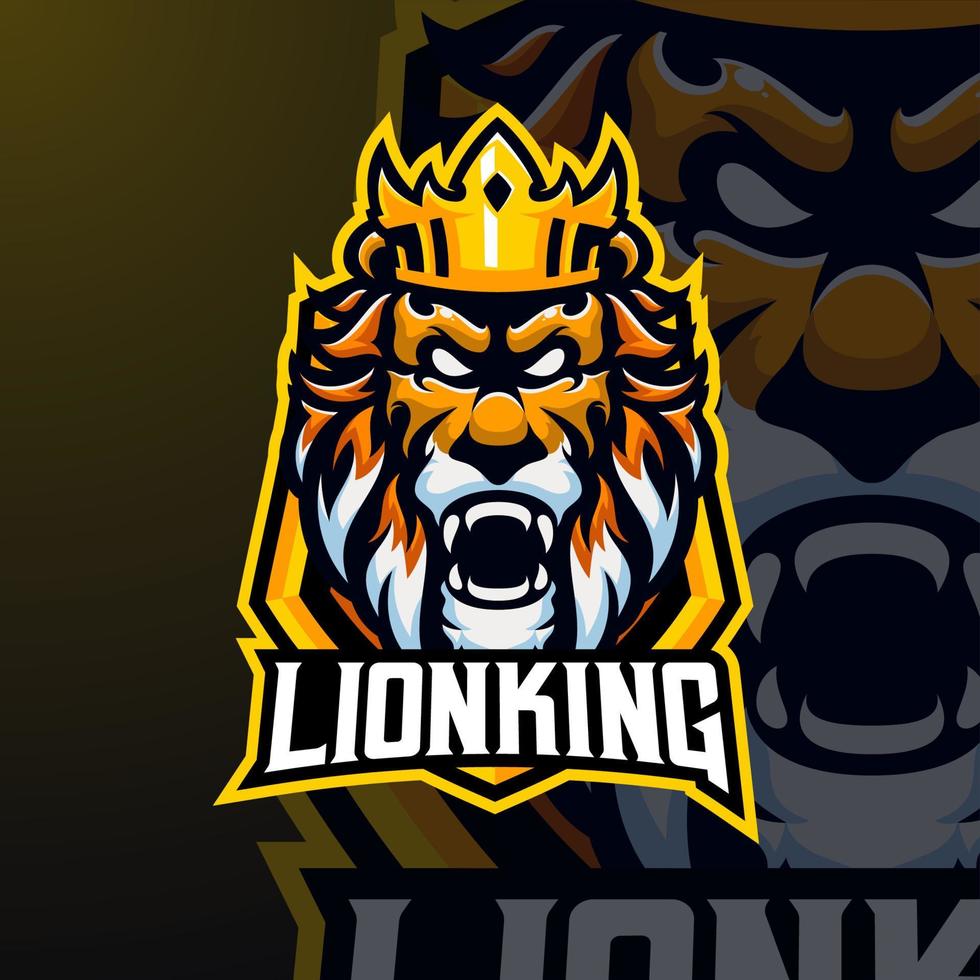 león rey mascota logo esport premium vector