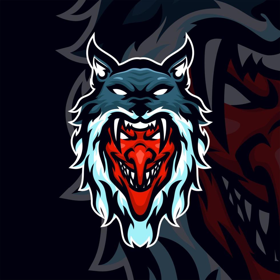 plantilla de logotipo de mascota de juego de esport de lobo de diablo vector