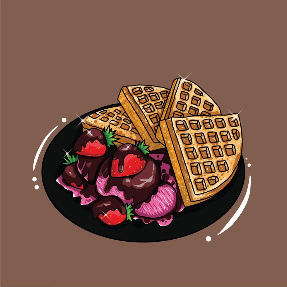 illustration of ice cream waffle vector