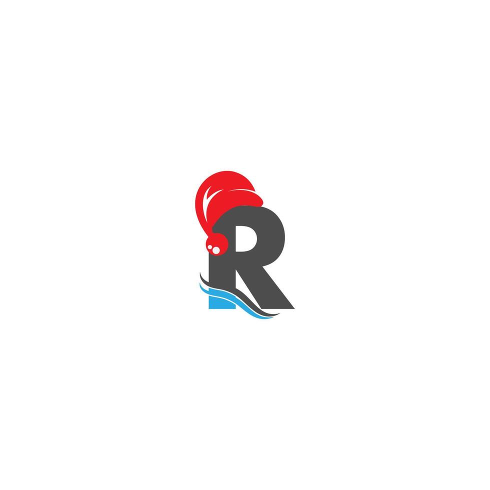 Letter R Santa hat concept design vector