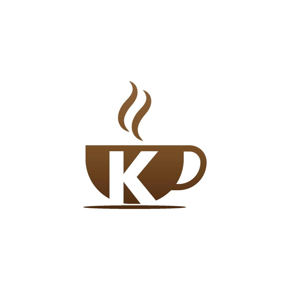 logotipo de la letra k del diseño del icono de la taza de café vector