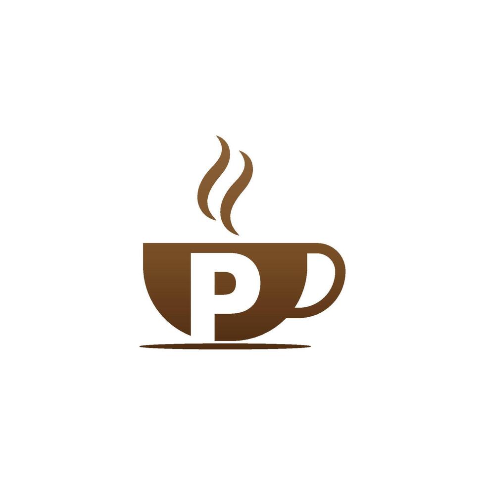 Coffee cup icon design letter P  logo vector