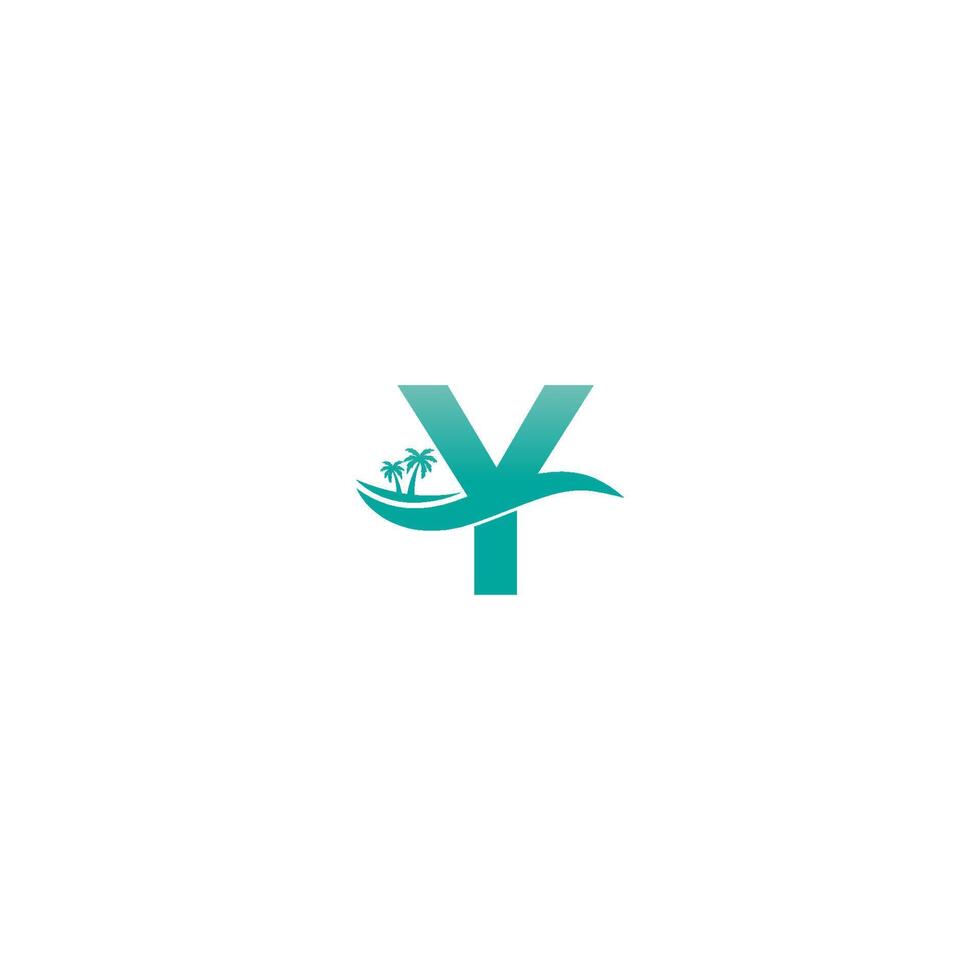 Letter Y logo  coconut tree and water wave icon design vector