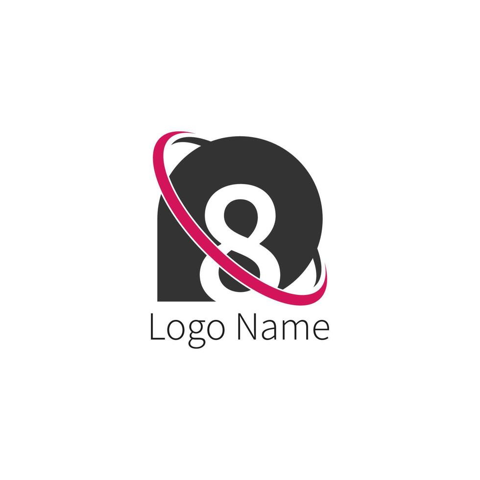 logotipo de icono de círculo número 8, concepto de círculo de icono de número de diseño vector