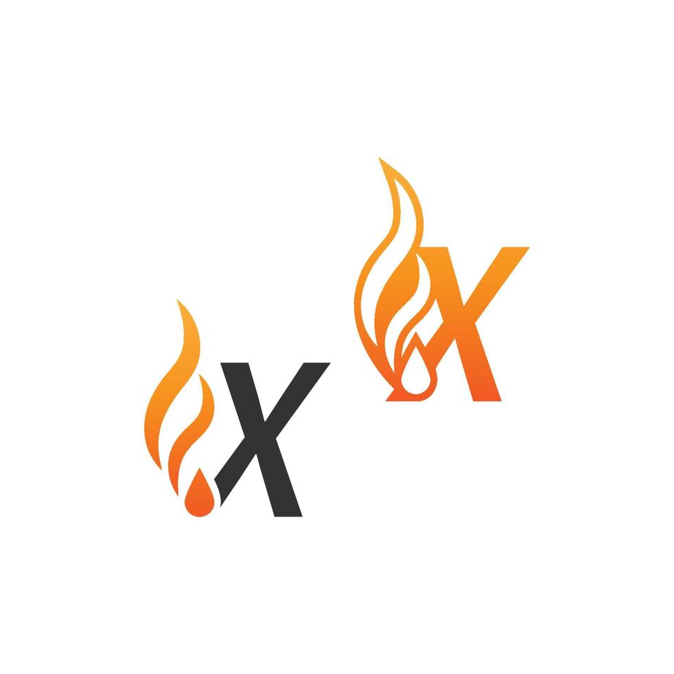 letra x y ondas de fuego, diseño de concepto de icono de logotipo vector