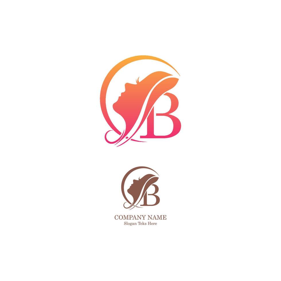 Beautiful face logo letter B icon in front  design vector