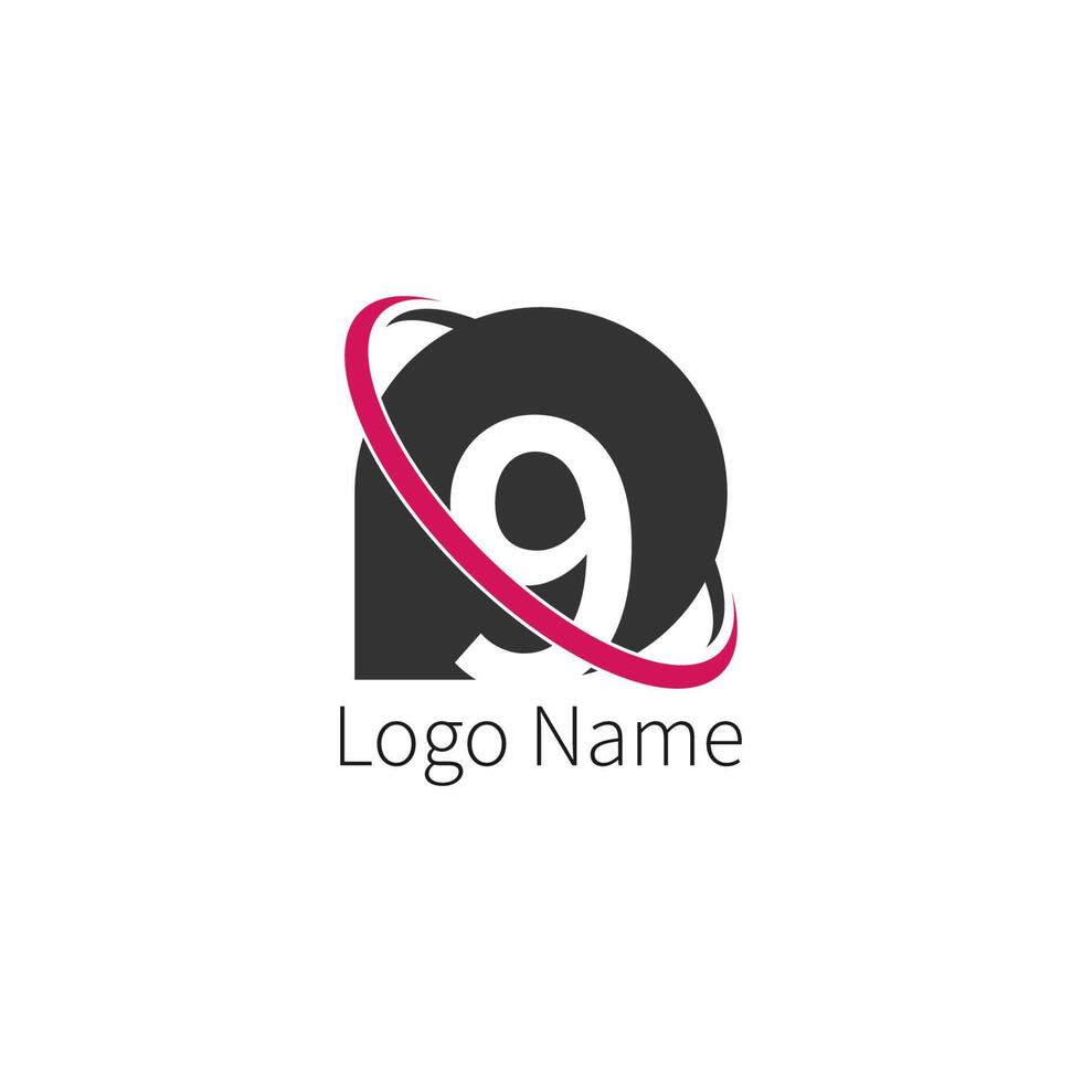 logotipo de icono de círculo número 9, concepto de círculo de icono de número de diseño vector