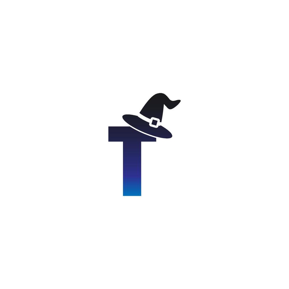 Letter T witch hat concept design vector