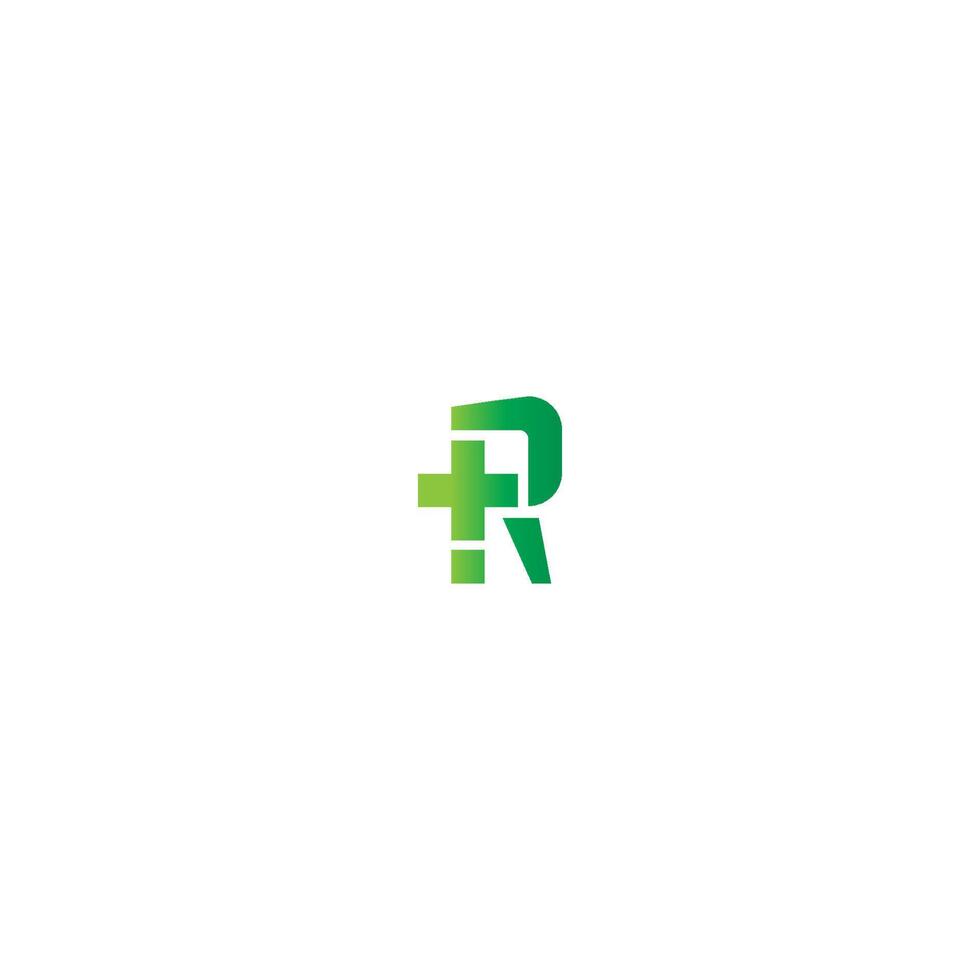 Cross R Letter logo, Medical cross letter vector