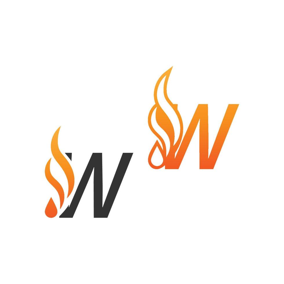 Letter W and fire waves, logo icon concept design vector