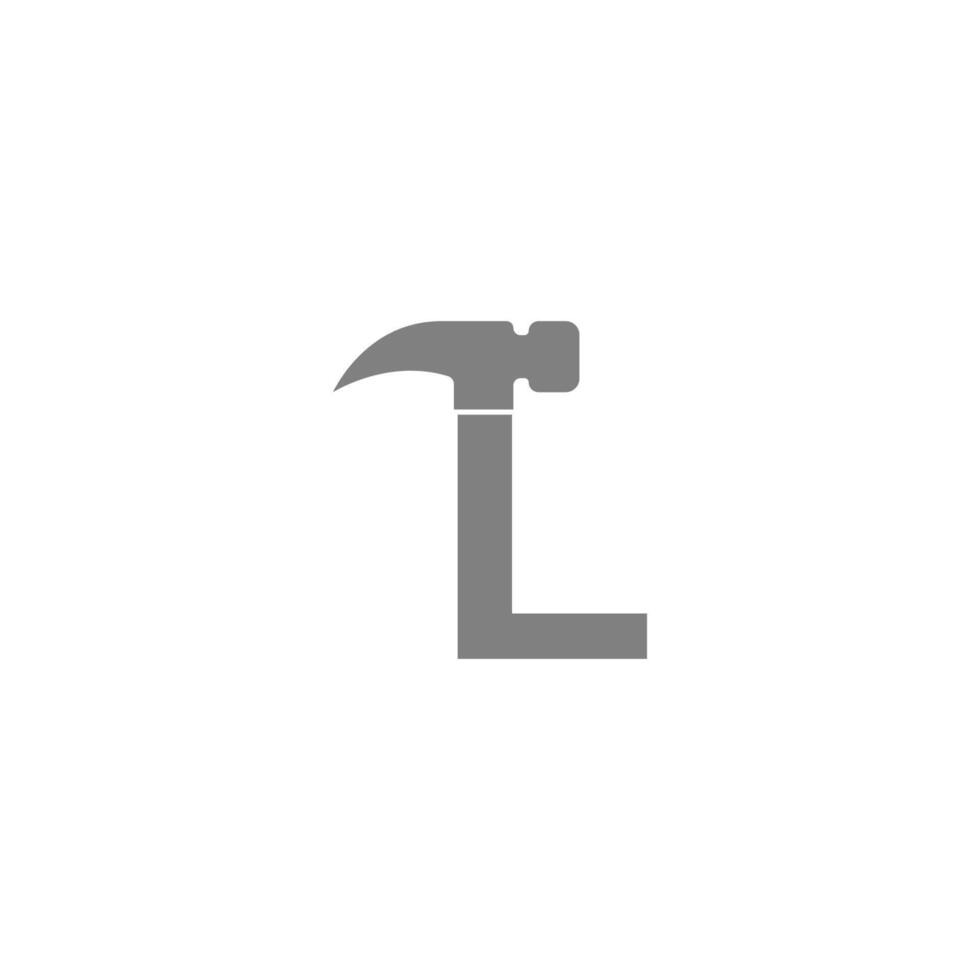 Letter L and hammer combination icon logo design vector