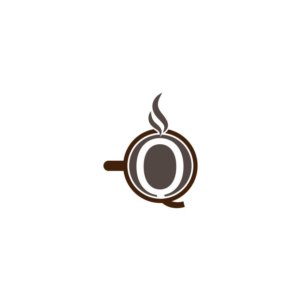 Hot coffee cup themed letter icon logo design vector