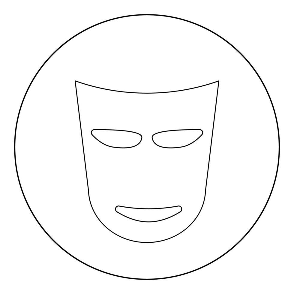 icono de máscara de teatro color negro en círculo vector