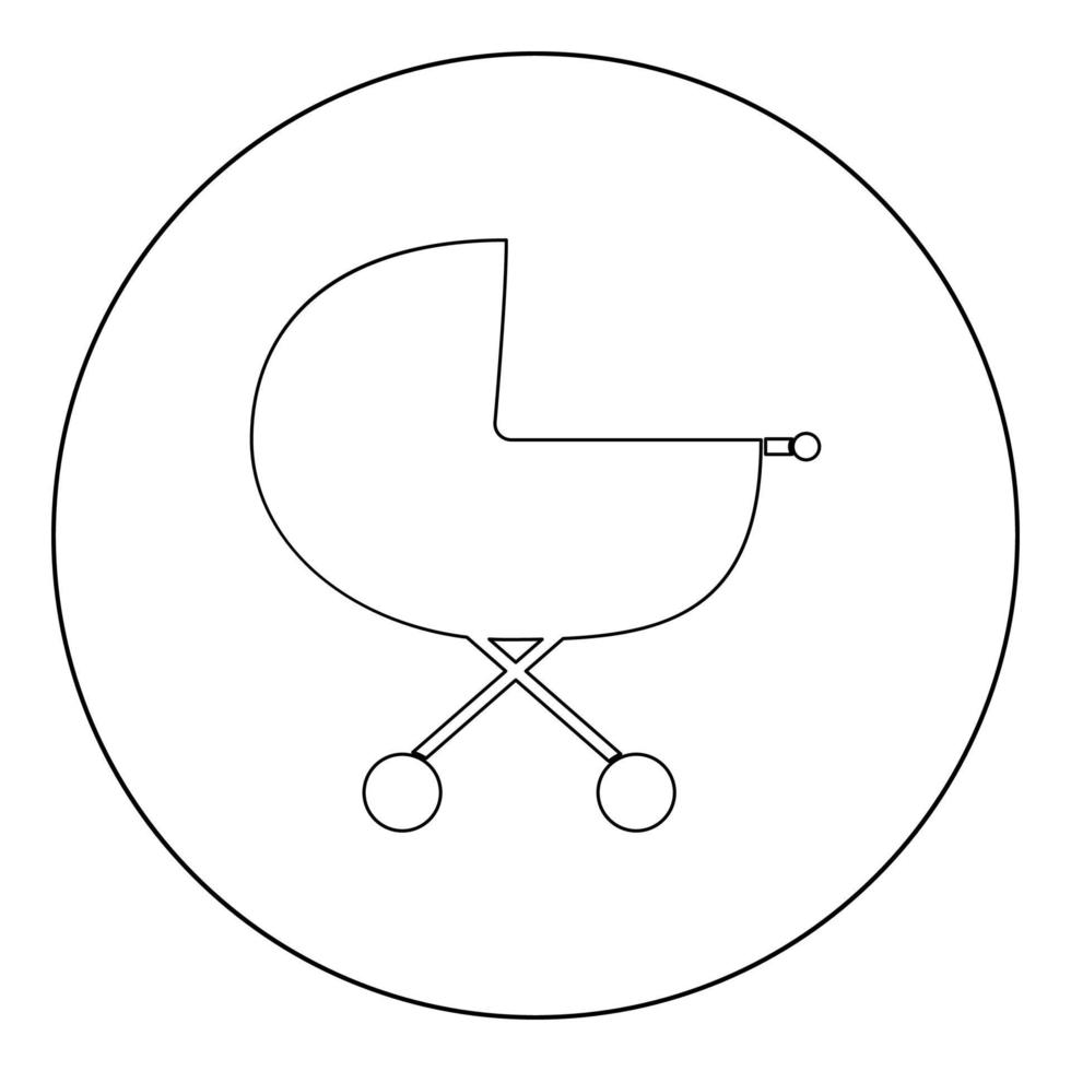 Baby carriage icon black color in circle vector