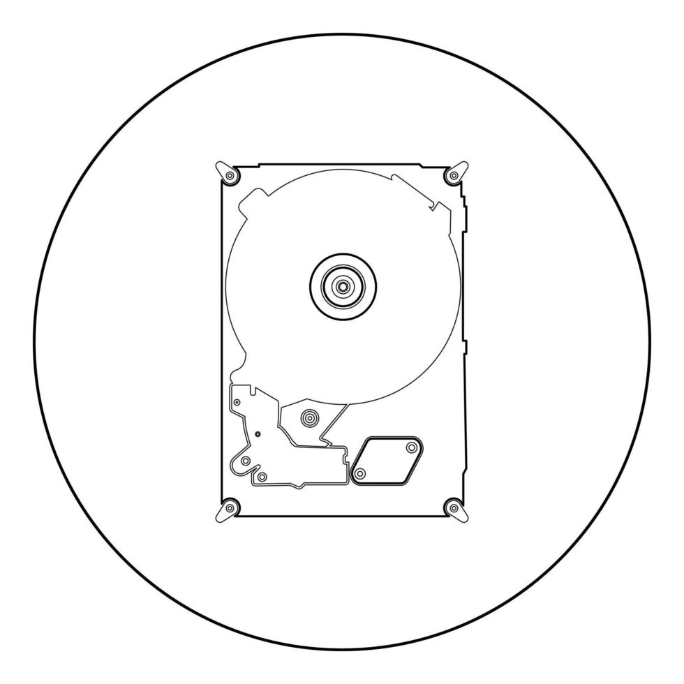 Hard drive disk icon black color in circle vector