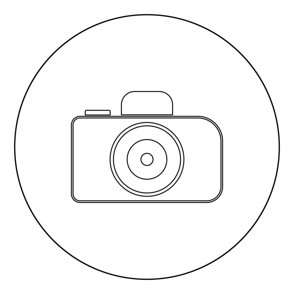 Camera icon black color in circle vector