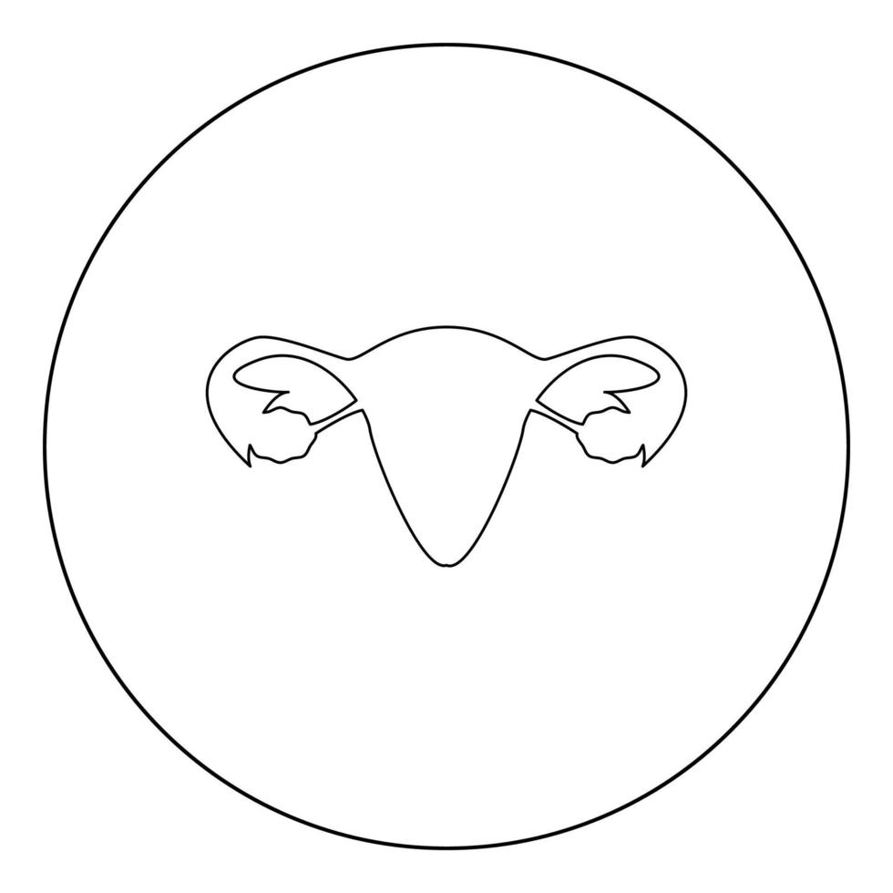 icono de útero color negro en círculo vector