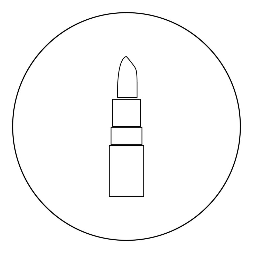 icono de lápiz labial color negro en círculo vector