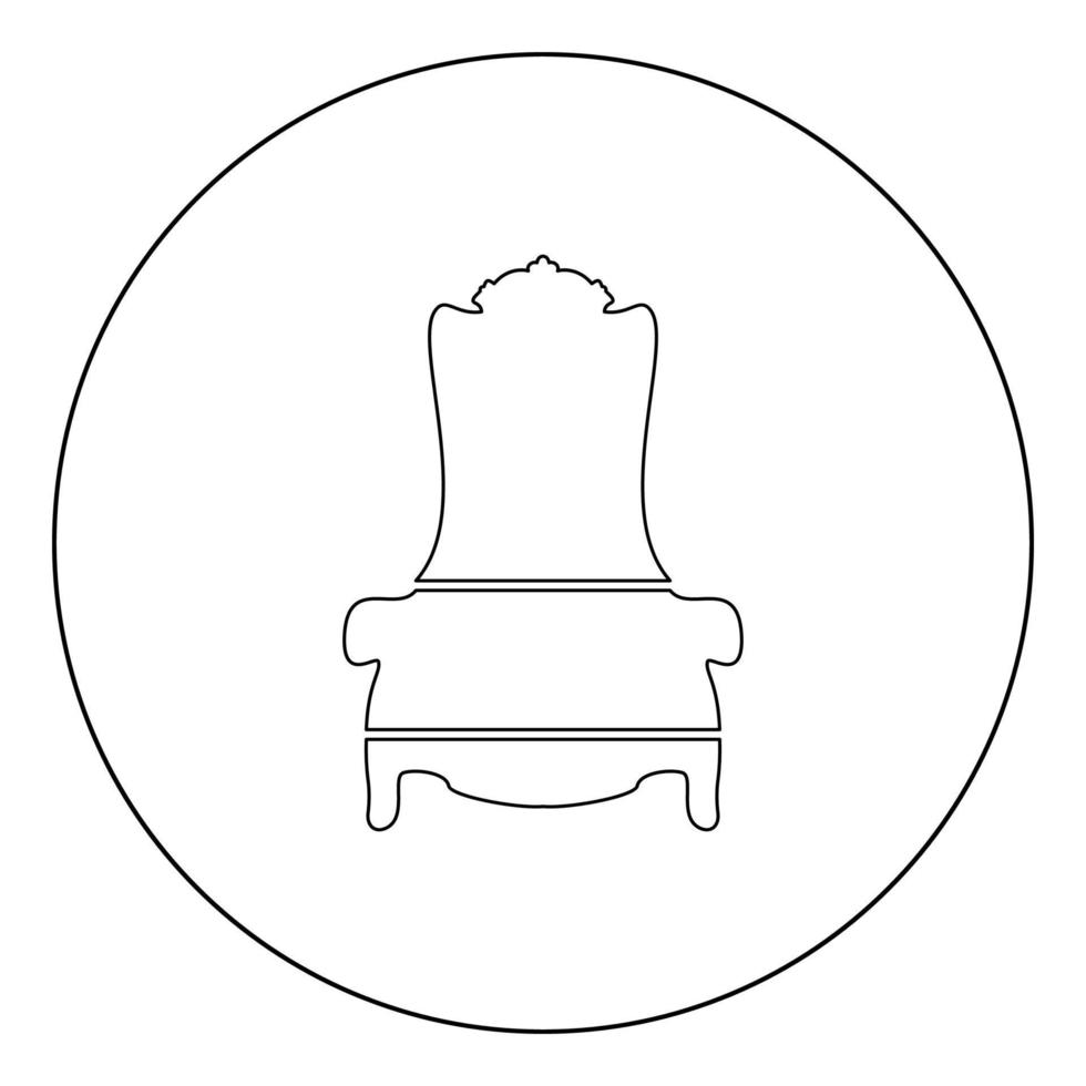 icono de trono color negro en círculo vector