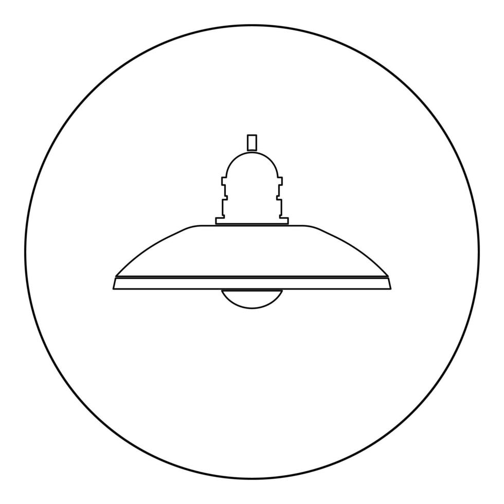 lámpara de hogar retro e icono de lámpara de pie color negro en círculo vector