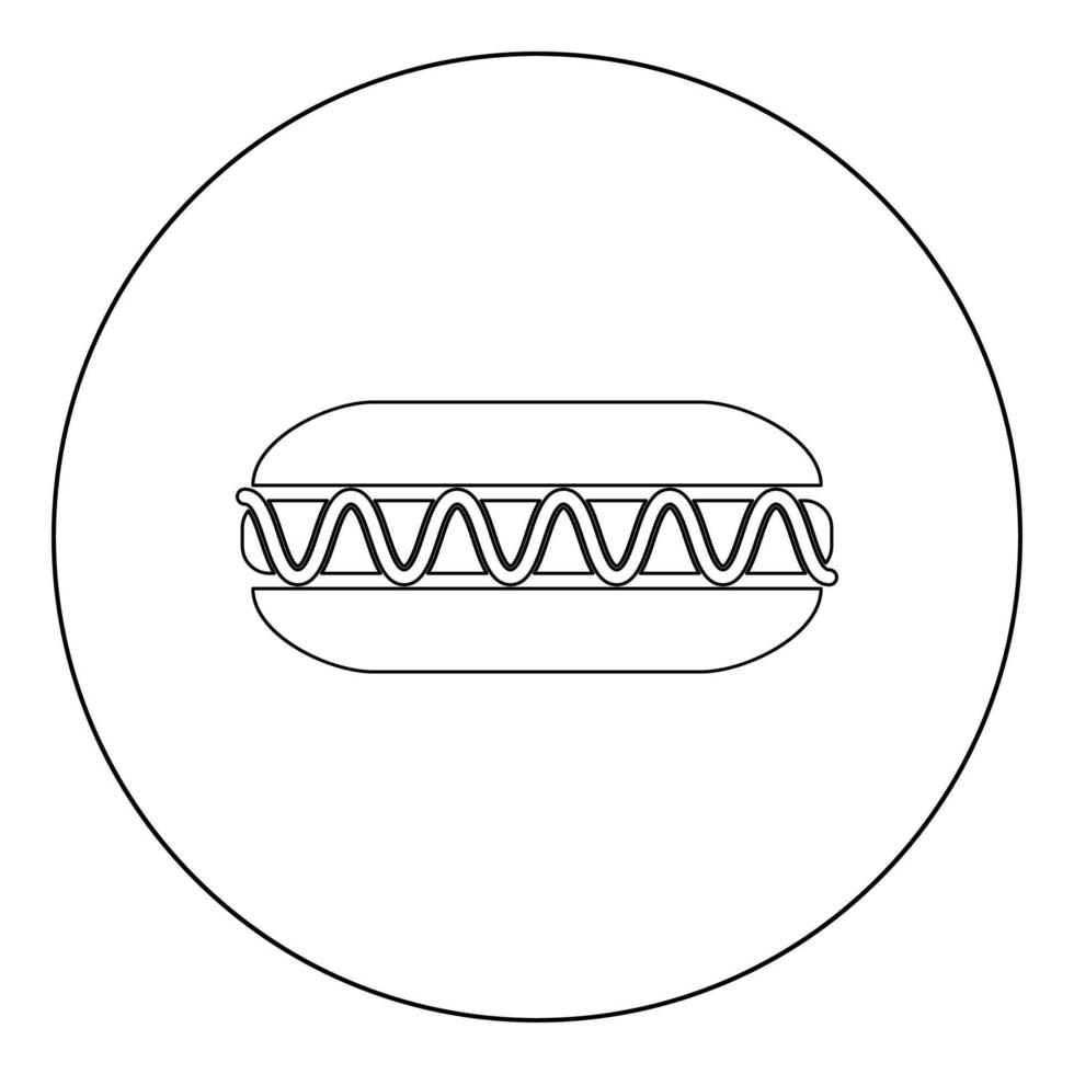 Hot dog icon black color in circle vector