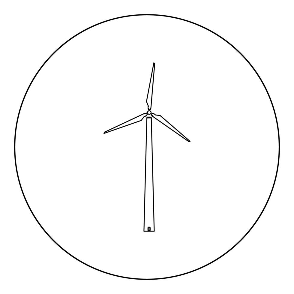 Wind turbine icon black color in circle vector