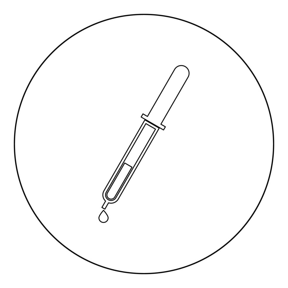 Pipette with drop icon black color in circle vector