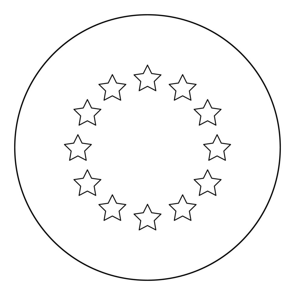 Stars in circle icon black color in circle vector