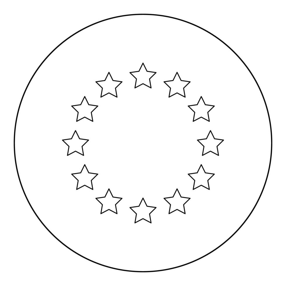 Stars in circle icon black color in circle vector