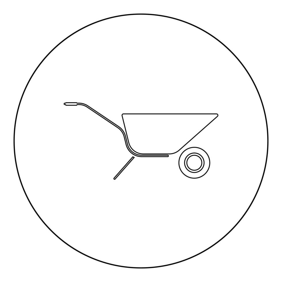 Wheelbarrow cart icon black color in circle vector