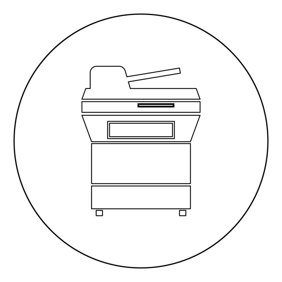impresora multifunción o icono de copiadora automática color negro en círculo vector