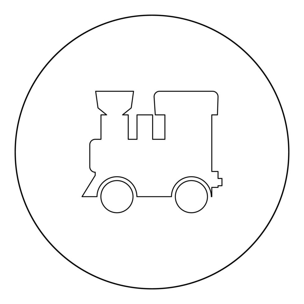 Steam locomotive - train black icon in circle vector illustration isolated .