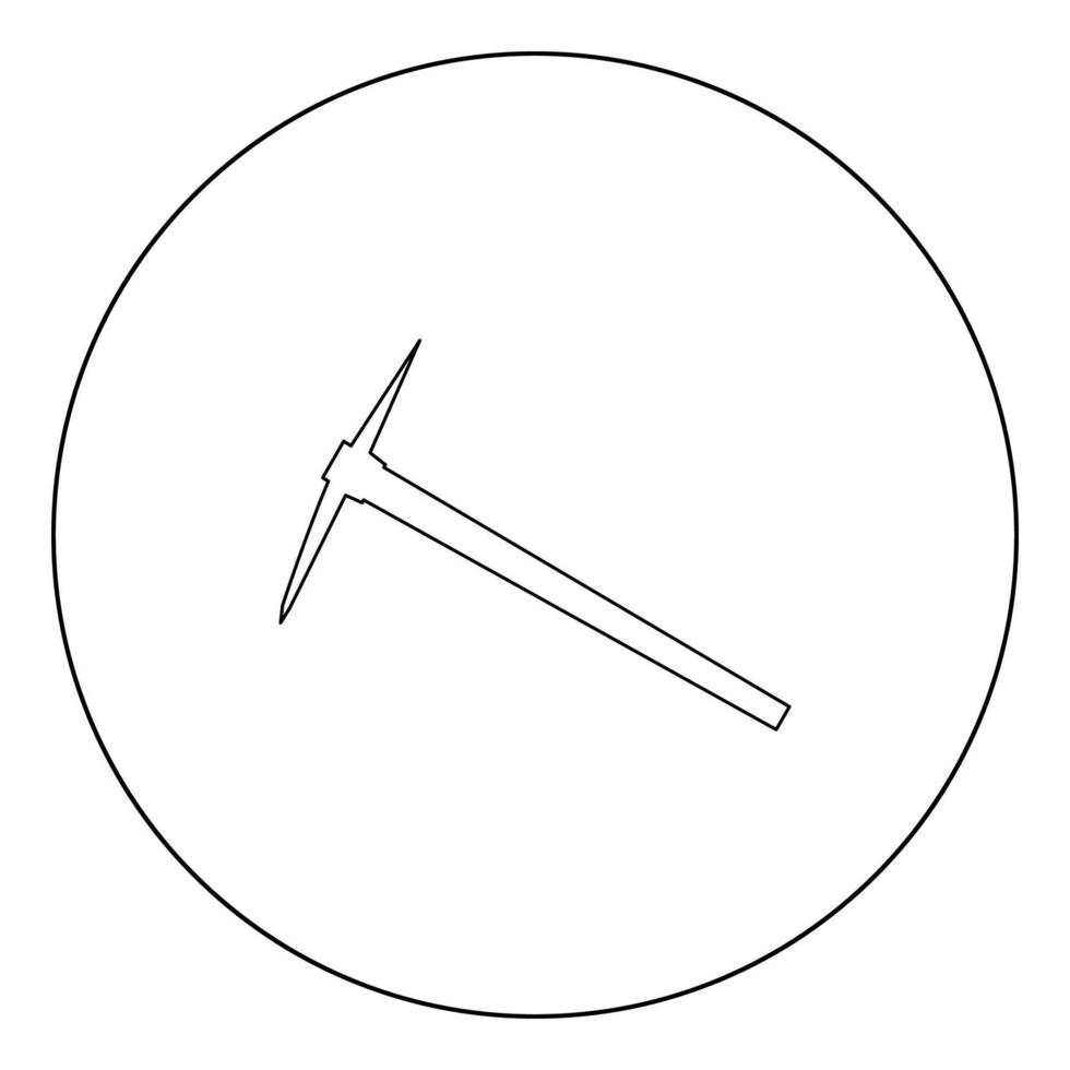 Pickaxe black icon in circle vector illustration isolated .