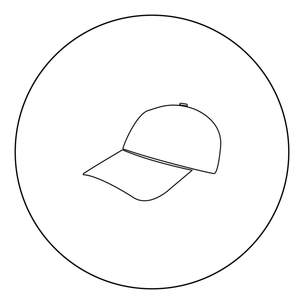 gorra de béisbol icono negro en la ilustración de vector de círculo aislado.