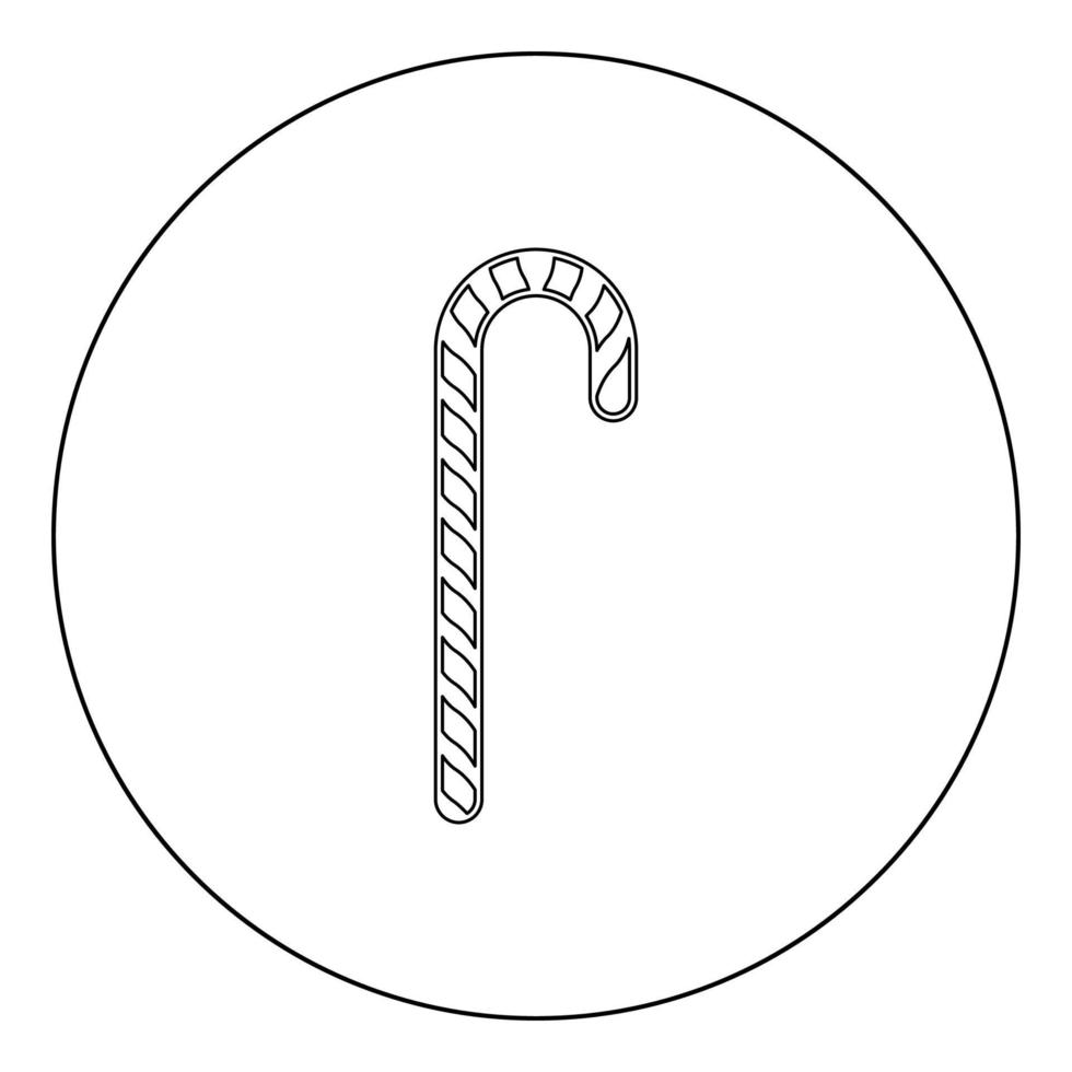 Candy cane black icon in circle vector illustration isolated