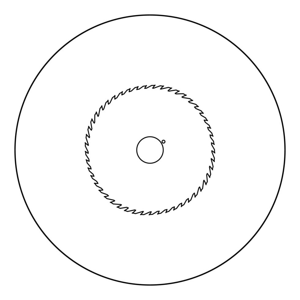 hoja de sierra circular icono negro en la ilustración de vector de círculo aislado.