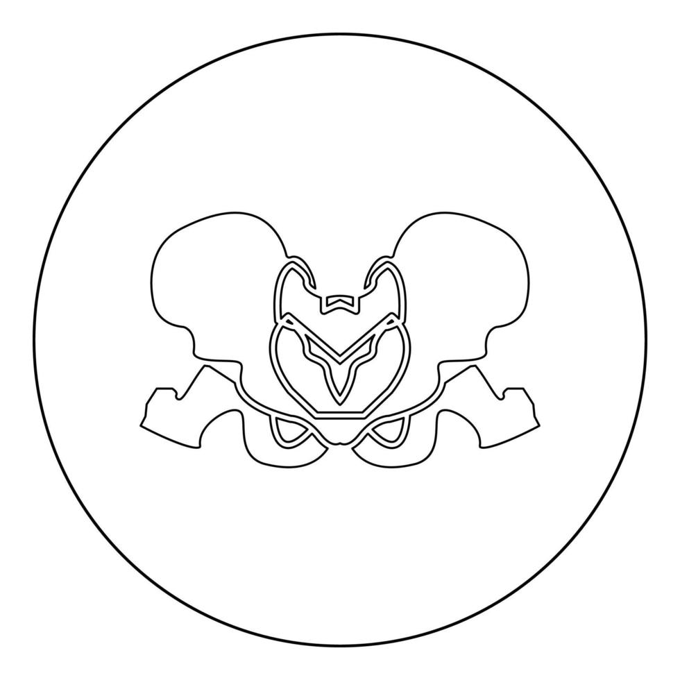Pelvis skeleton black icon in circle vector illustration isolated .