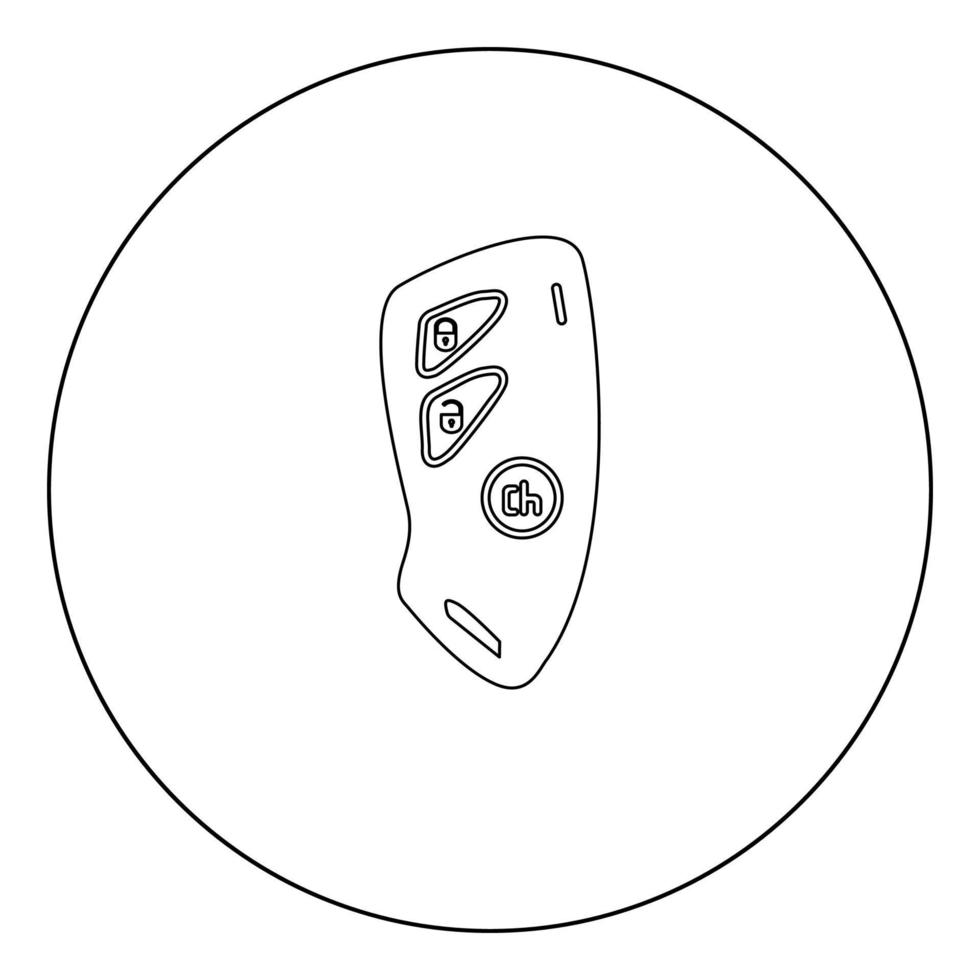 Car key and of the alarm system black icon in circle vector illustration isolated .