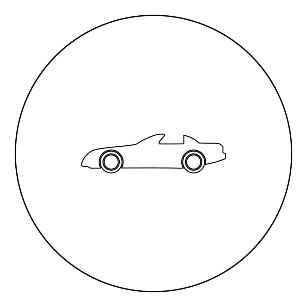 Car black icon in circle vector illustration isolated .