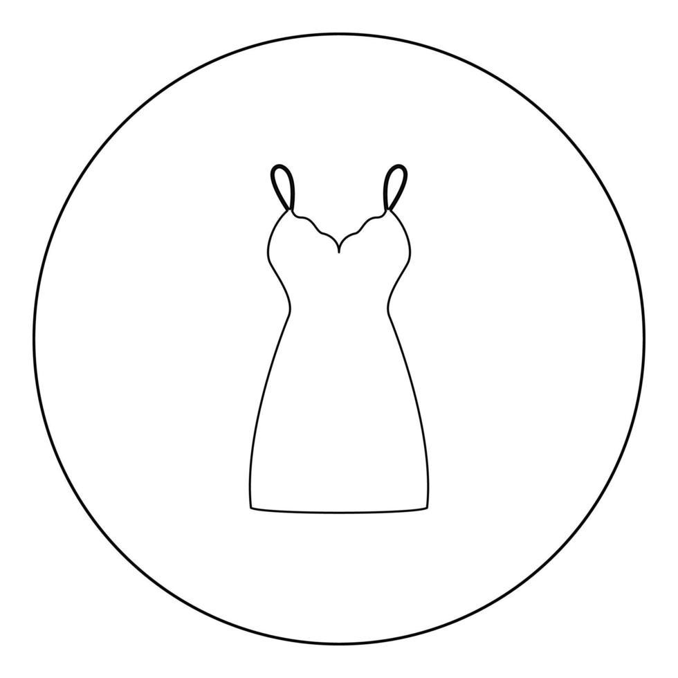 Sundress combination or nightie black icon in circle vector illustration isolated .