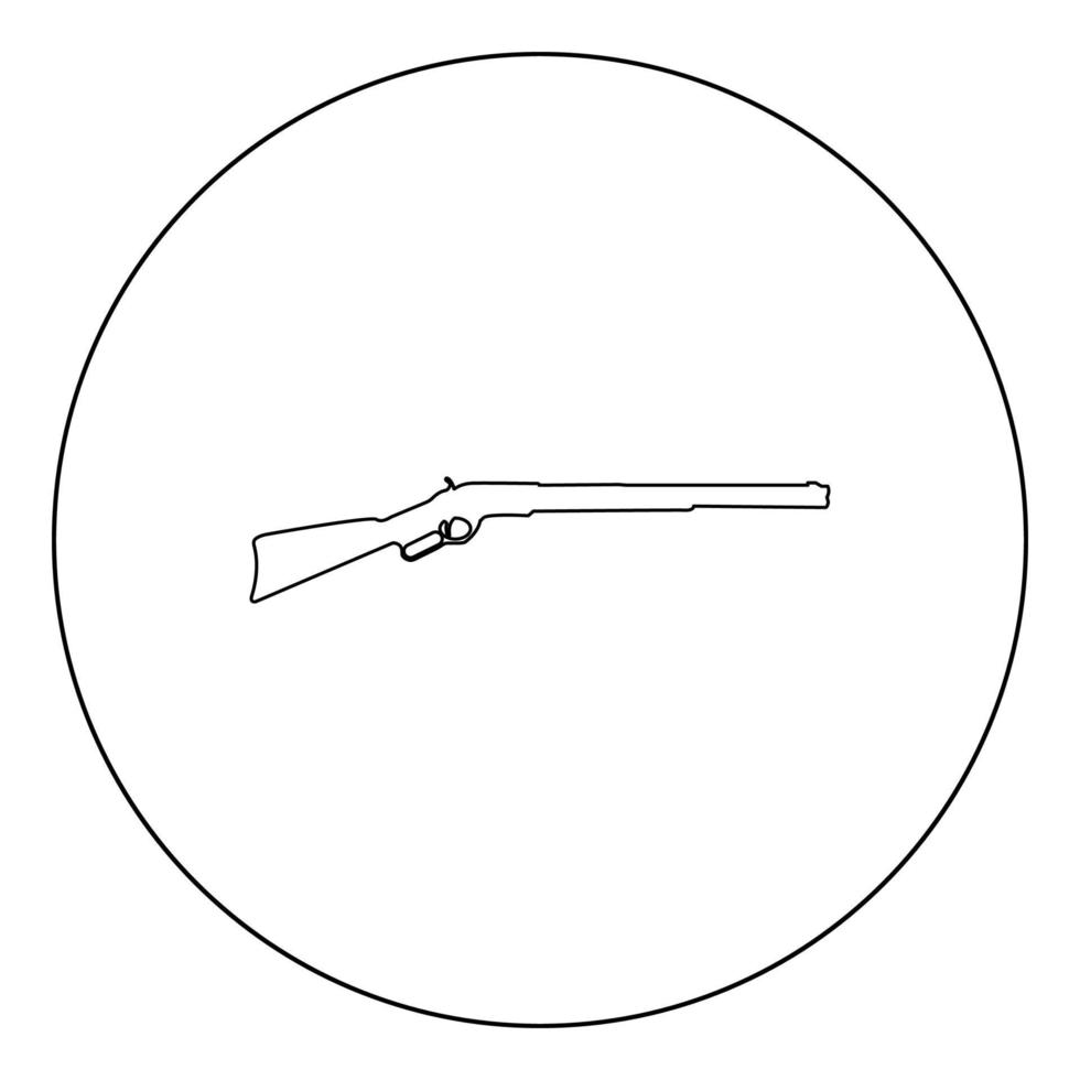 Rifle black icon in circle vector illustration isolated .