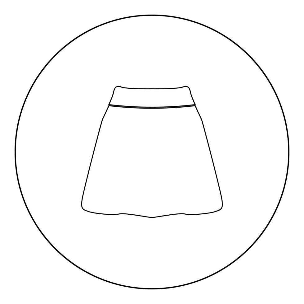 icono negro de la falda en la ilustración del vector del círculo aislado.