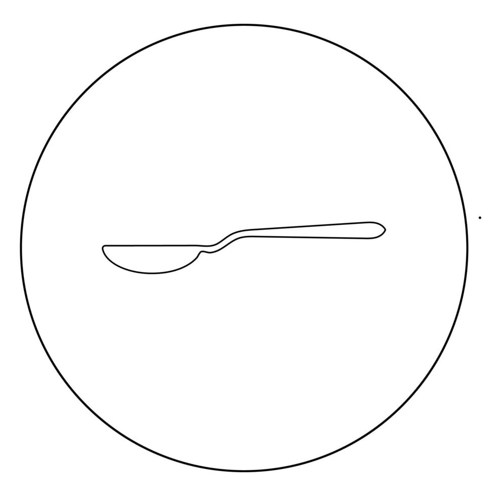 cuchara icono negro en la ilustración de vector de círculo aislado.