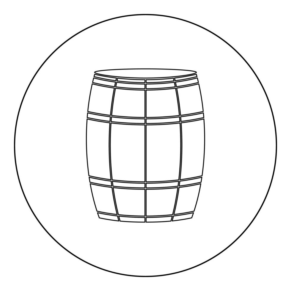 Wine or beer barrels black icon in circle vector illustration isolated .