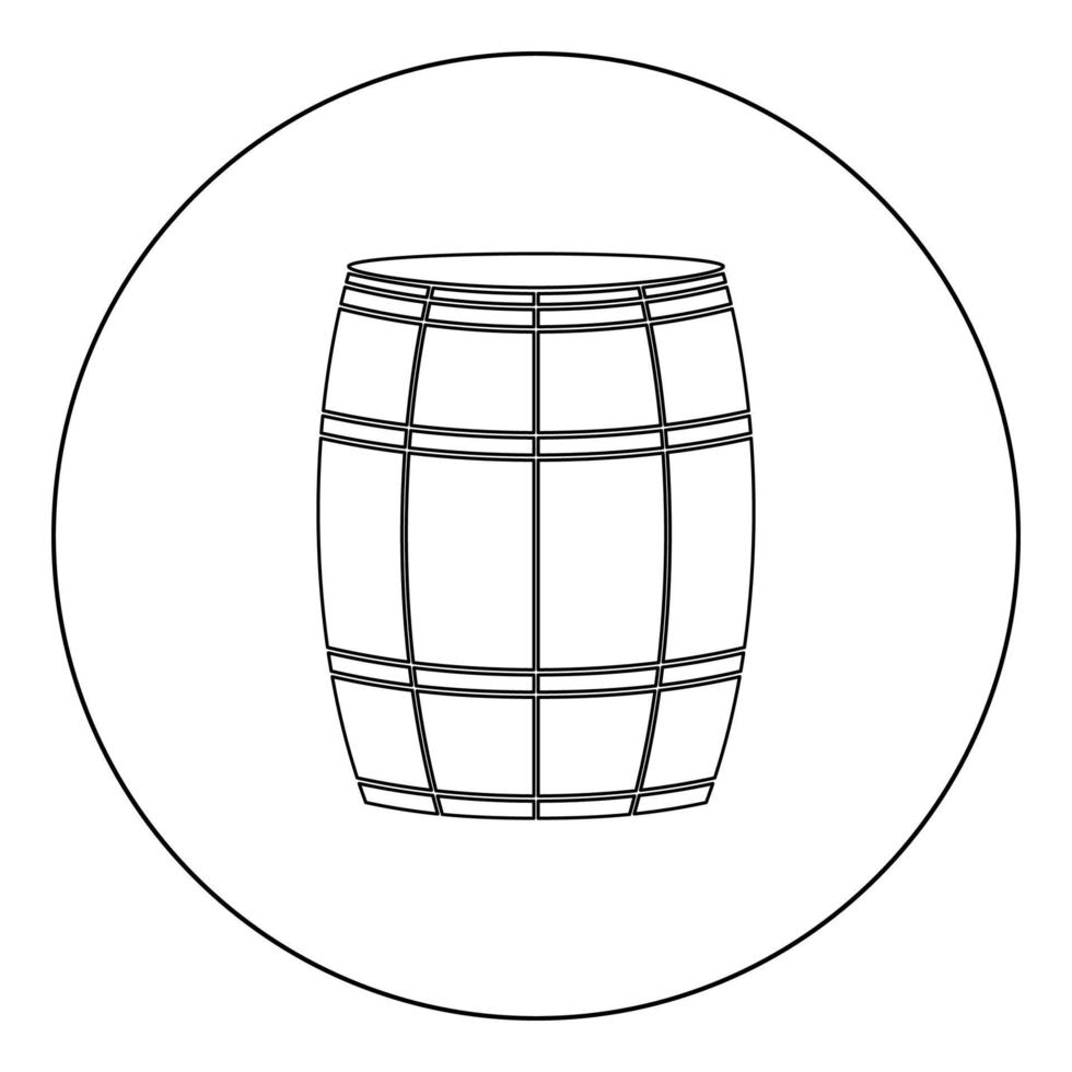 barriles de vino o cerveza icono negro en la ilustración de vector de círculo aislado.