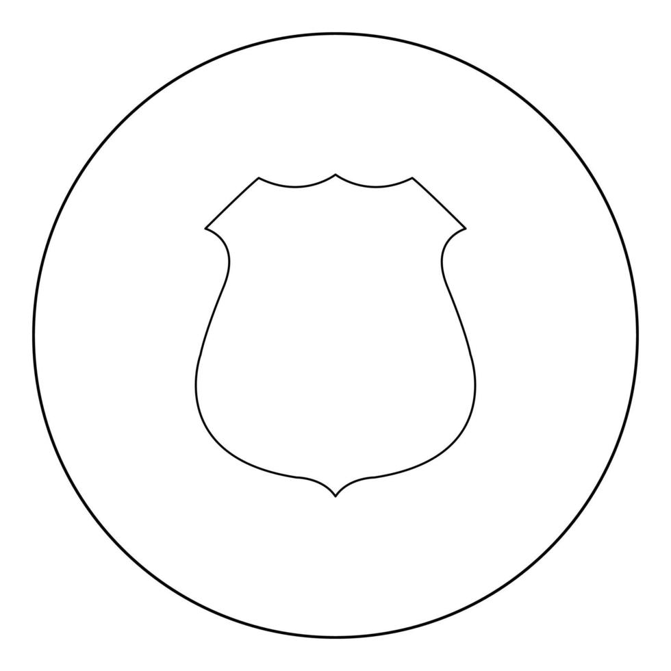 placa de policía icono negro en la ilustración de vector de círculo aislado.