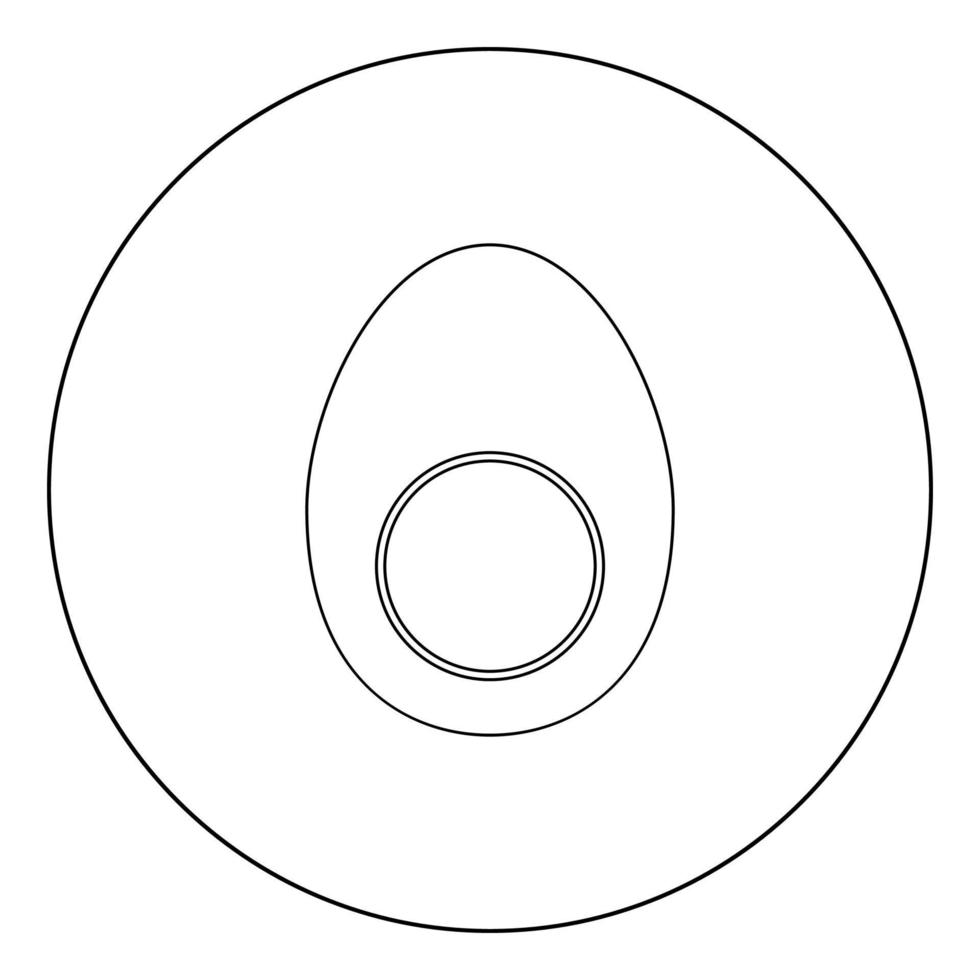 Piece egg black icon in circle vector illustration isolated .